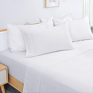 HOMEIDEAS 6 Piece Bed Sheets Set Extra Soft Brushed Microfiber 1800 Bedding Sheets Deep Pocket, Wrinkle & Fade Free (King,White)
