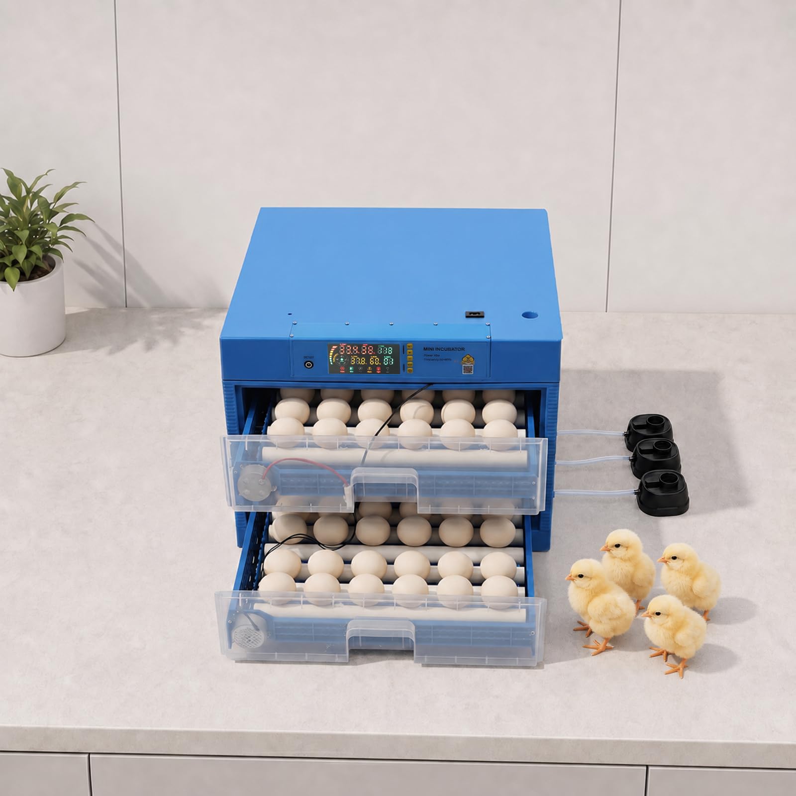 Incubatrice automatica per 128 uova, incubatrice con indicatore LED