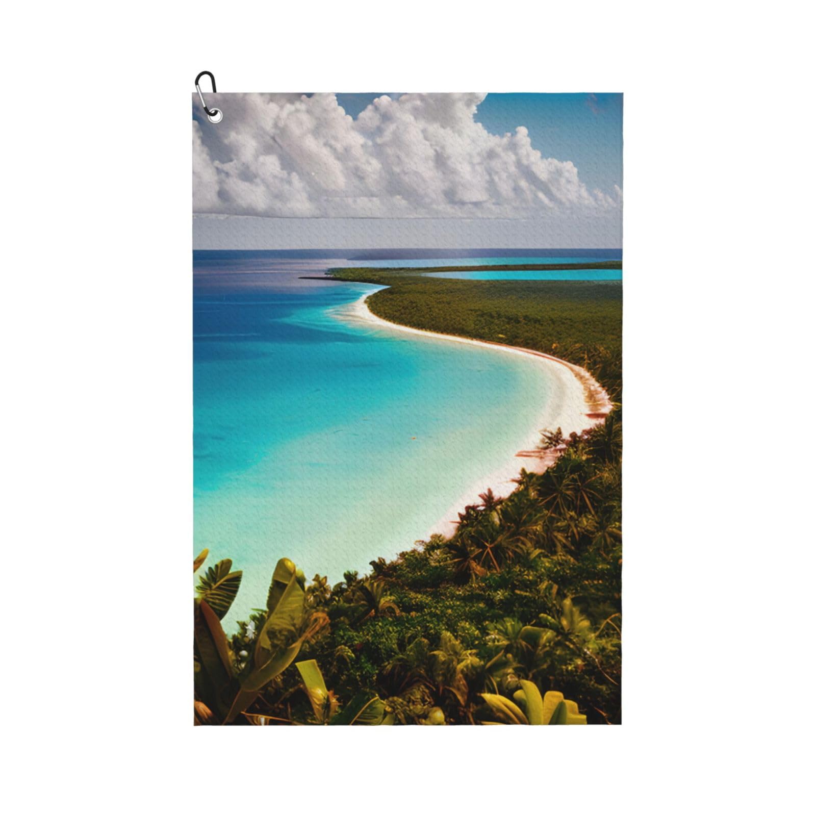 aacxzff Quick-Drying Microfiber island of cuba Print Golf Towel with Integrated Carabiner Clip for Unisex 16x24in