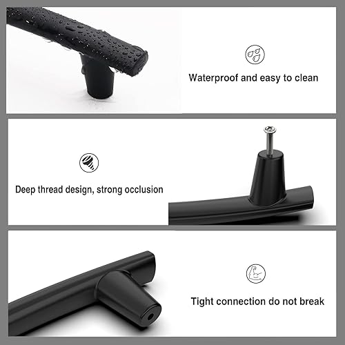 Miniatura 3 de Coinkoly Paquete de 10 manijas de gabinete de cocina color negro mate, tiradores centrales de 6.3 pulgadas, accesorios de gabinete de cocina para