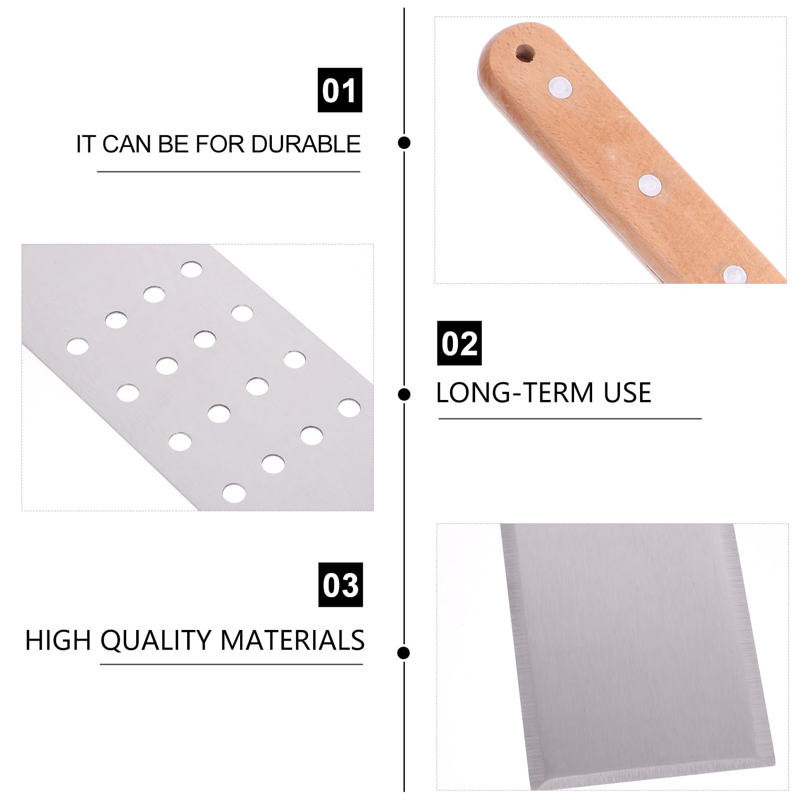 Toyvian Espátulas de Acero Inoxidable con Mango de Madera Utensilios de Cocina Ergonómicos para Pizza y Bistec Pala Resistente para Transferencia y Corte Fácil
