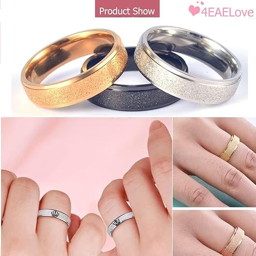 Miniatura 4 de Anillo personalizable para parejas, anillo de promesa para su rey y su reina, grabado en el interior, anillos de boda, anillos de boda de acero