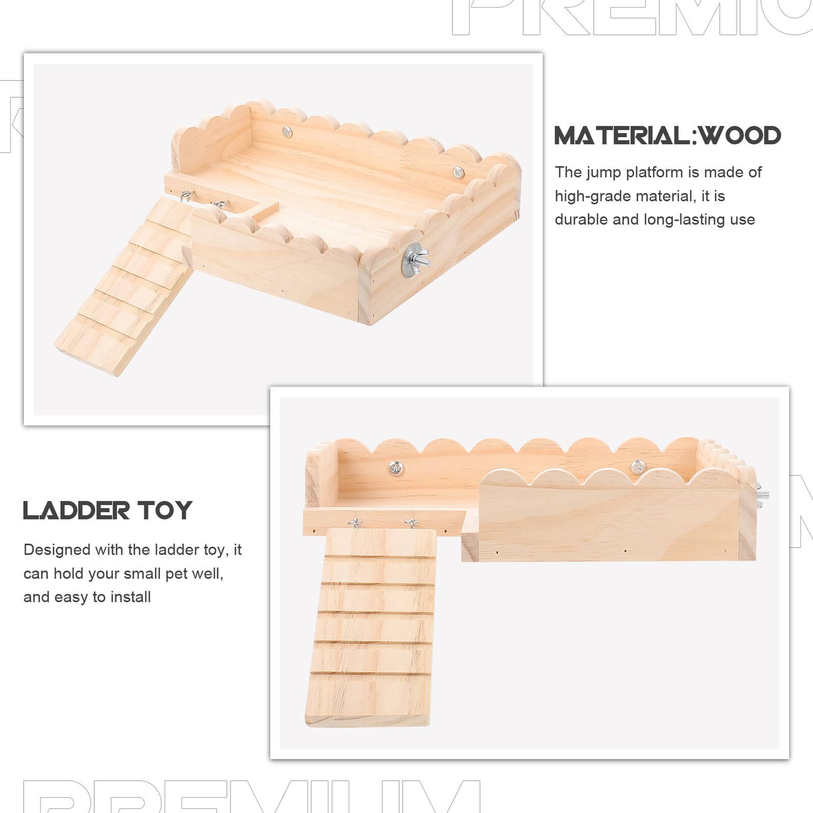 SHINEOFI Plateforme en Bois pour Hamster Échelle, Jouet D’Escalade pour Cage, Grosse Taille, Matériau Solide, Accessoire de Jeu pour Petits Animaux de Compagnie, Adapté aux Hamsters