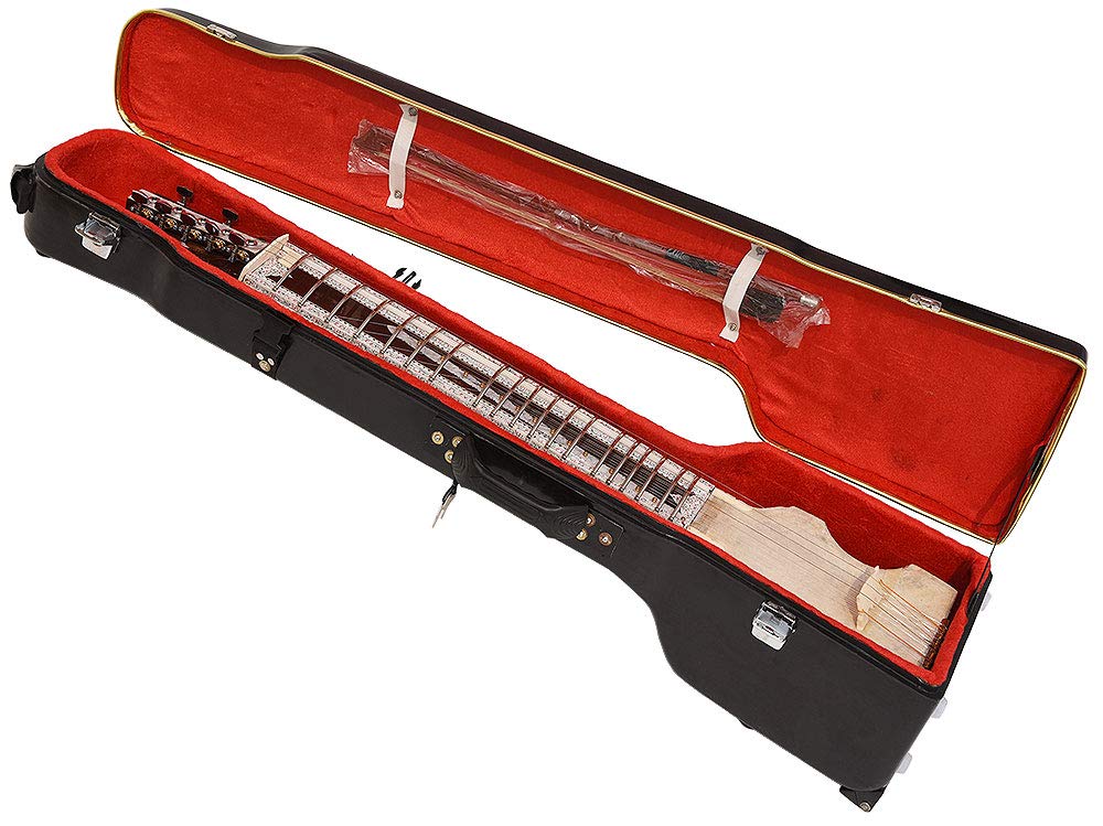 Dilruba, Profi-Qualität, Handgefertigtes indisches Saiteninstrument mit Hartschalenkoffer, 4 Hauptsaiten aus Legiertem Stahl, Braun, Zeder, 99 x 107 cm, 4 bis 6 Werktage Lieferung