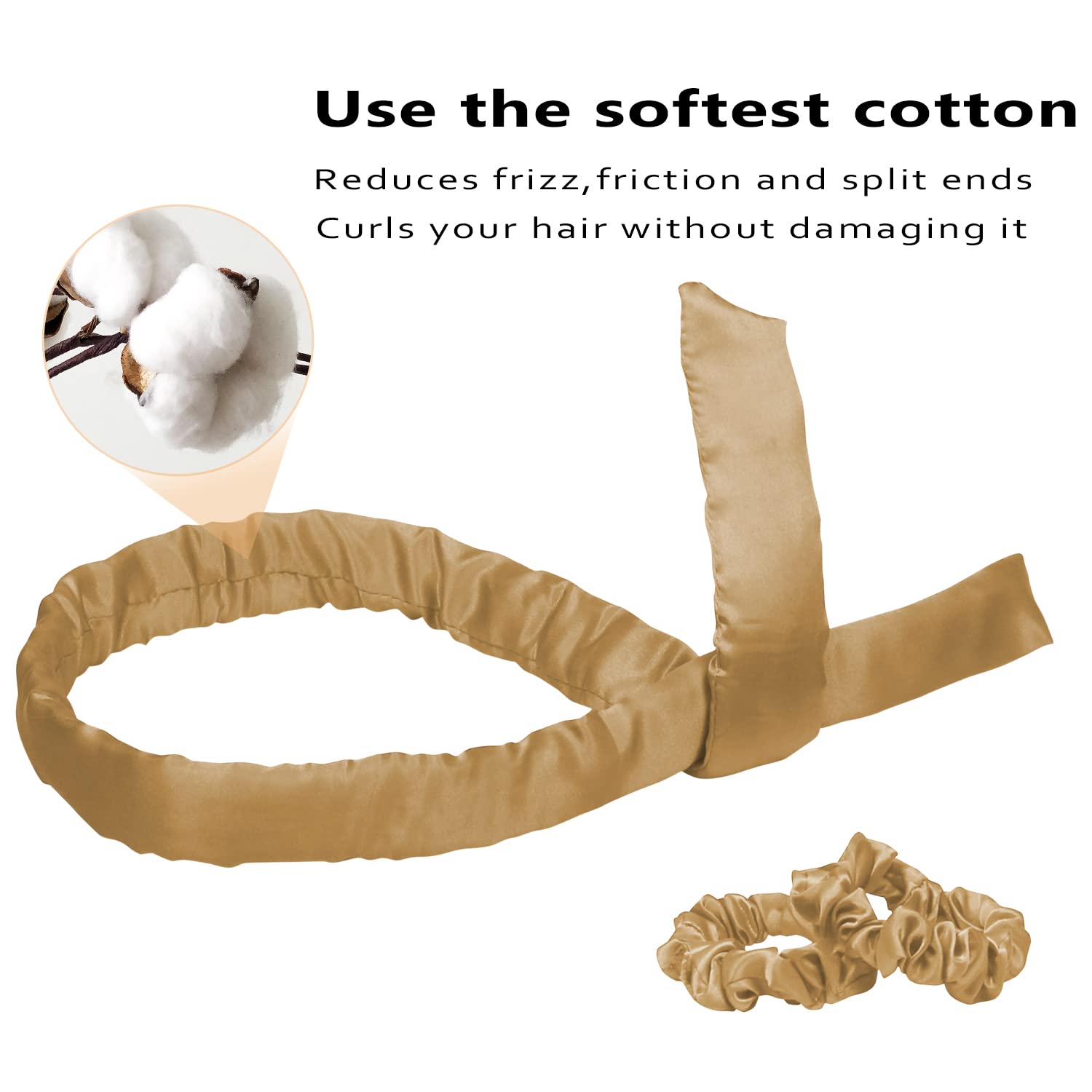 Diadema Rizadora Sin Calor, Sin Rizadores De Calor Para Cabello Largo, Diadema De Barra Rizadora Para Dormir Con 2 Lazos Para El Cabello Y 1 Pinza Para El Cabello, Kit De