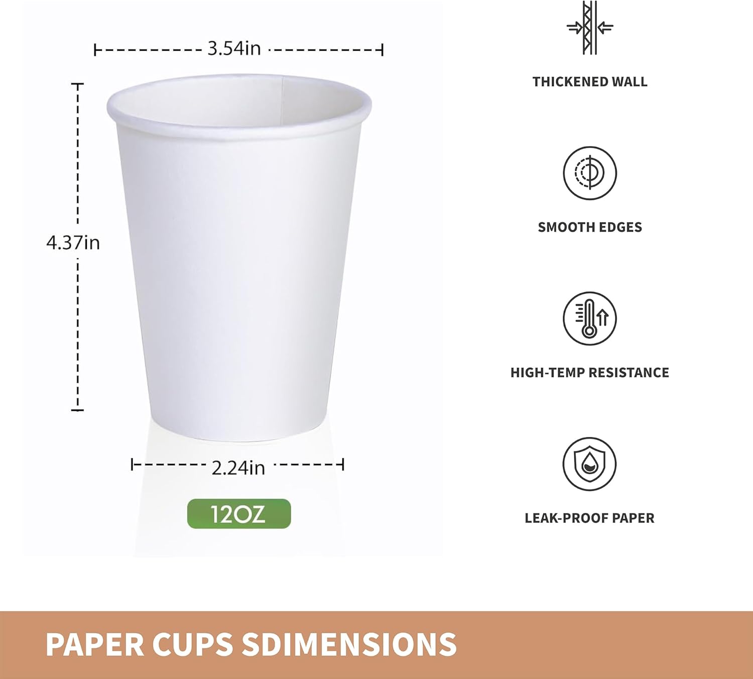 Coffee Cups 12 oz 50 Pack, Disposable Paper Cups 12 oz, White Paper Hot Coffee Cups Suitable for Party, Picnic, Travel, and Events-white - Image 2