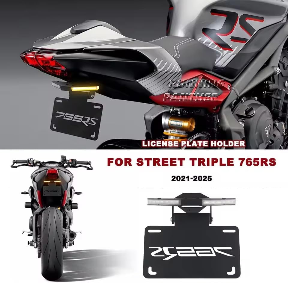 rs765 Motorcycle with Light Rear Tail Tidy Fender Eliminator License Plate Holder for Street Triple 765RS 765 RS 2021 2022-2025