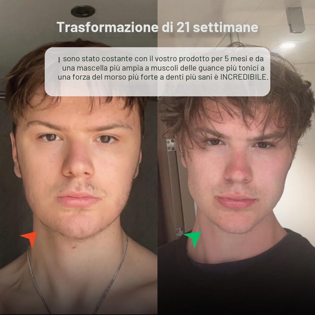ROCKJAW® Tuff Gum Performance | Gomma da masticare per l'allenamento della mascella | 40mg di caffeina | 40mg di taurina | Vitamine del gruppo B | Senza aspartame, senza zucchero | 1350mg di xilitolo