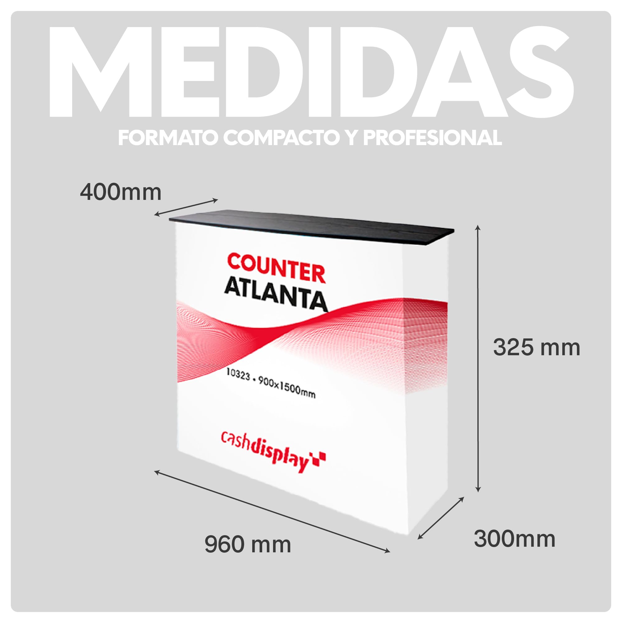 Mostrador de Recepción Publicitario Portátil 960x925x400 mm | Stand Promocional con Estante Interior de Madera y Bolsa de Transporte | Mostrador Publicitario para Ferias y Eventos
