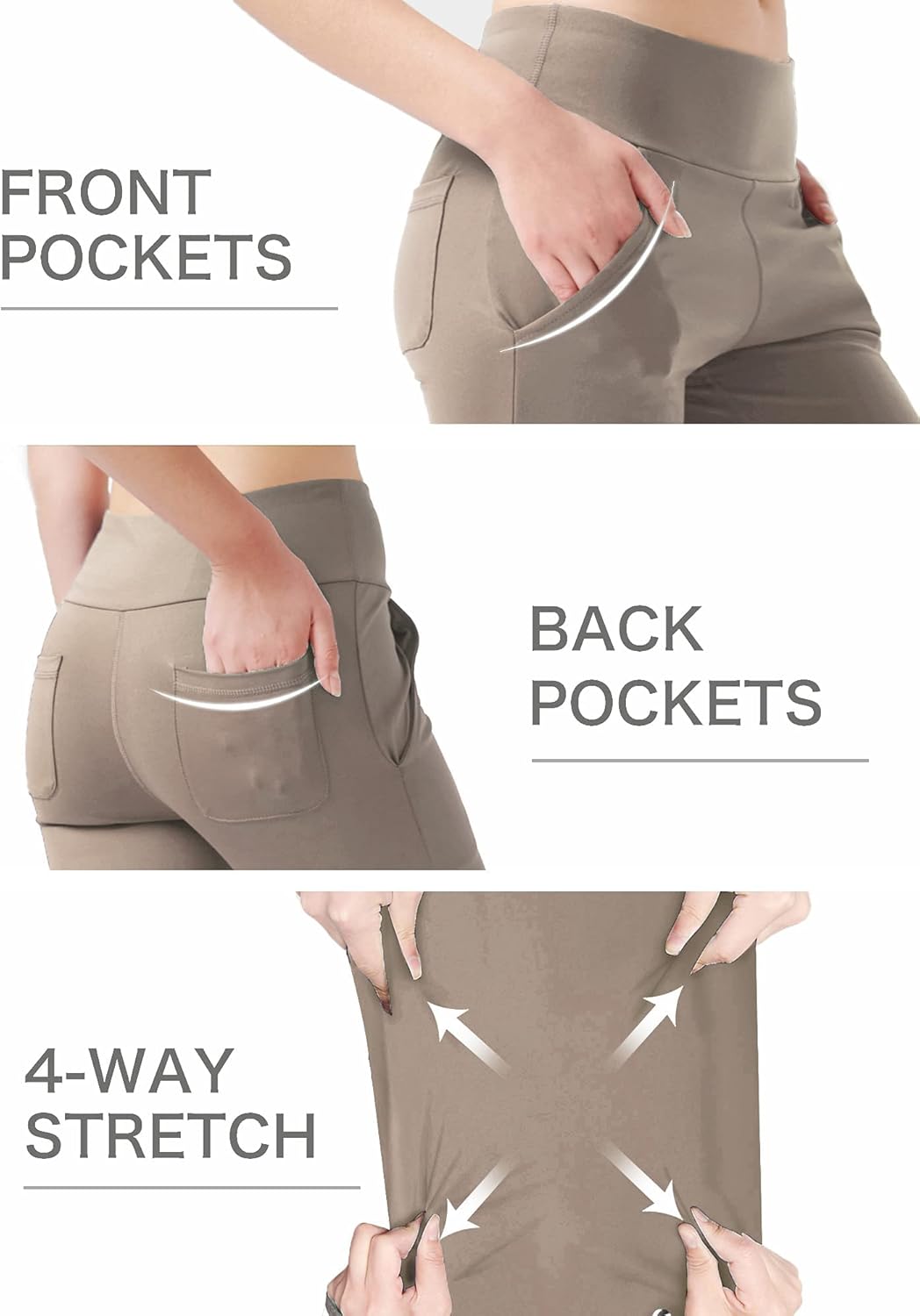 nuveti Women's High Waisted Boot Cut Yoga Pants 4 Pockets Workout Pants Tummy Control Women Bootleg Work Pants Dress Pants - Image 5