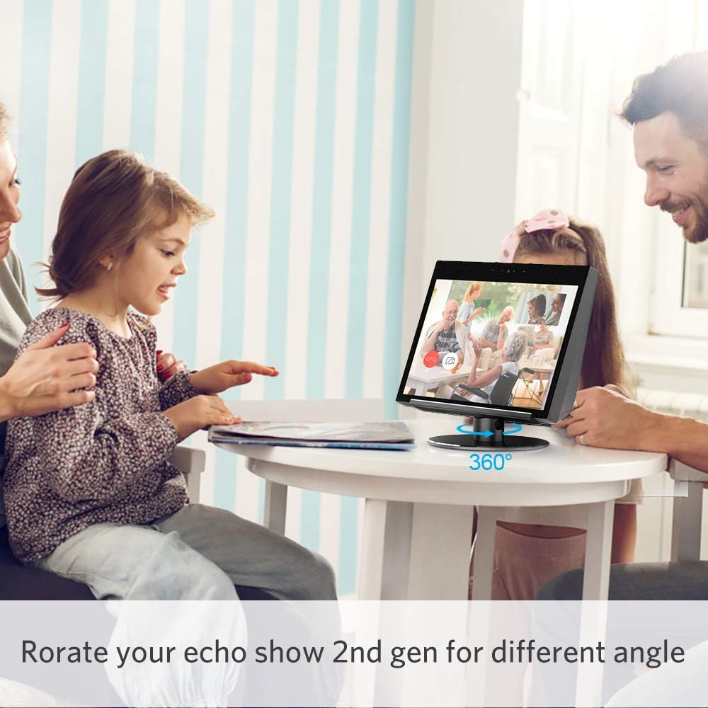 YoFeW Stand for Echo Show 2nd Generation, Stand Accessories for Amazon Echo Show 2nd 360 Rotatable Tilt Stand Protector Full Aluminum for Amazon Show with Precision Bearings(Only for Echo 2nd)