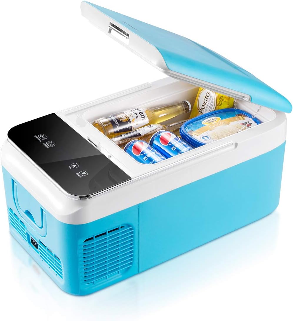 Car Fridge Portable Freezer (16 Quart), 12V Fridge, -4°F~50°F, DC 12V and AC 110V Compatible, for car, boat, truck, camping, road trip