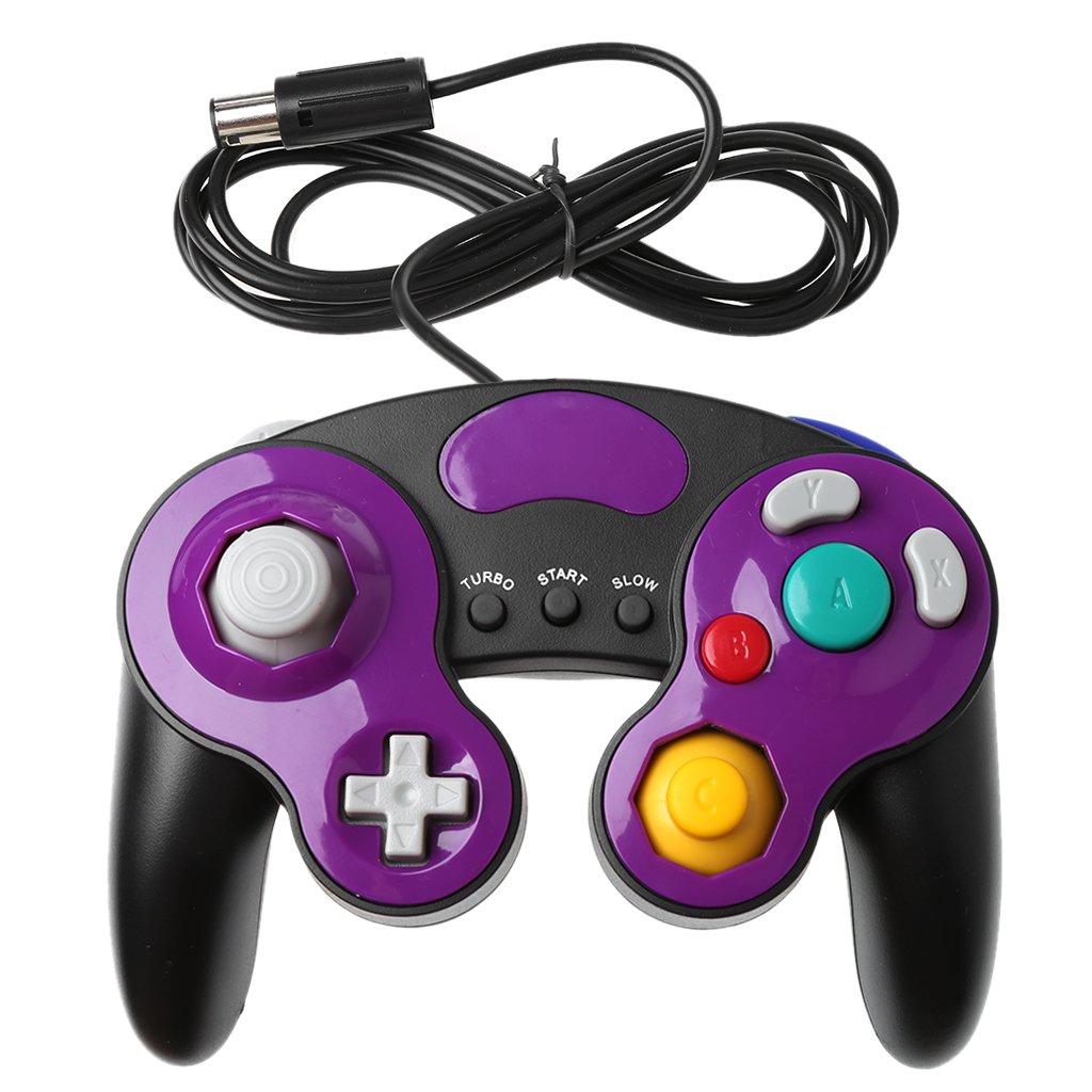 Goodluxx Purple Wired Handheld Joystick Gamepad Controller For Game Cube Wii Ngc Console Handheld Gamepad Controller For Game Cube