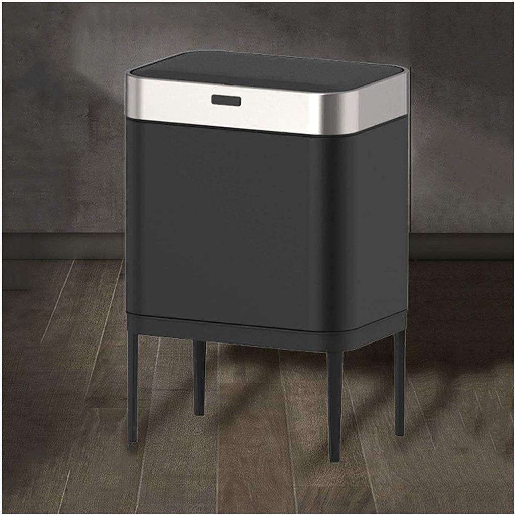 Large Capacity Waterproof Trash Can Smart Home Electric Trash Cans Touchless Kitchen Trash Can with Lid,Wet and Dry Separation (Color : A) (B)