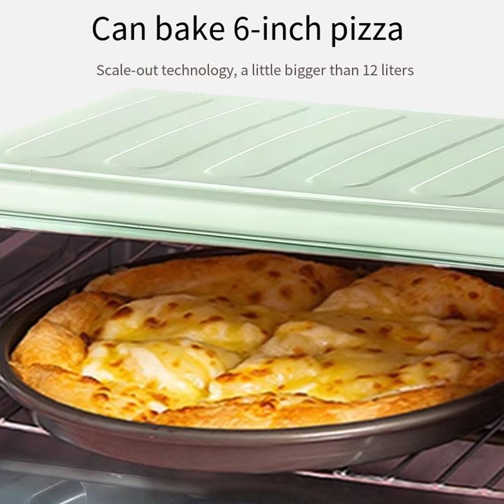 Mini horno de 12 litros, tostadora de convección multifunción para encimera, horno compacto de acero inoxidable con freidora, con capacidad para 8 alitas a la parrilla, 12 galletas, 6 tartas de huevo,