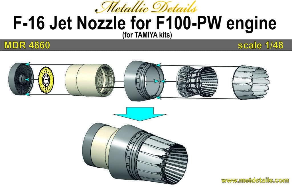 MDR4860-1/48 F-16 F100 Engine Afterburner Nozzle Set (Tamiya)