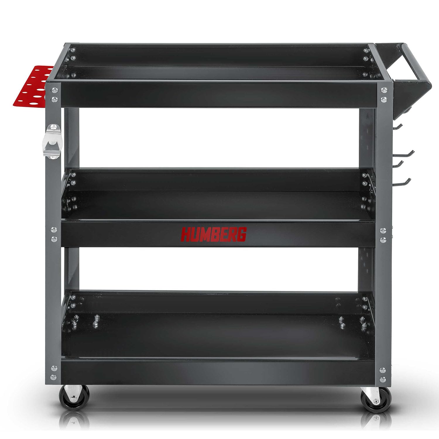 Humberg Carrello portautensili – 3 livelli con 6 ganci – portata fino a 300 kg – acciaio alluminio 80 x 35 x 73 cm