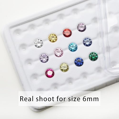 Miniatura 6 de 12 piedras de cumpleaños 1 unids por color redondo suelto Cubic Zirconia piedras sintéticas rubí sintético espinela