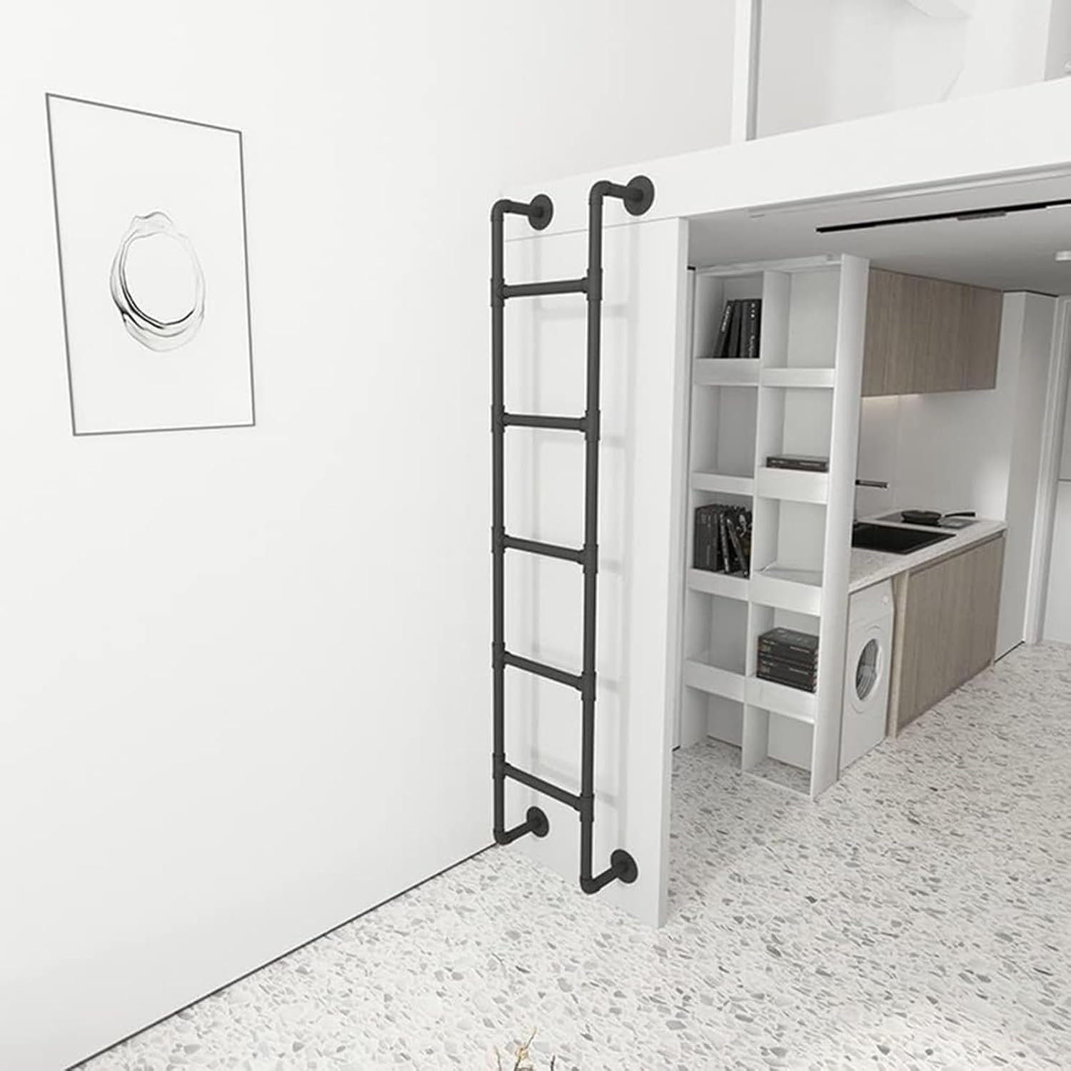 Wall Mount Egress Ladder for Basement Window Well 125cm Tall 330lbs Capacity Ideal for Attic Loft and High Bed Access