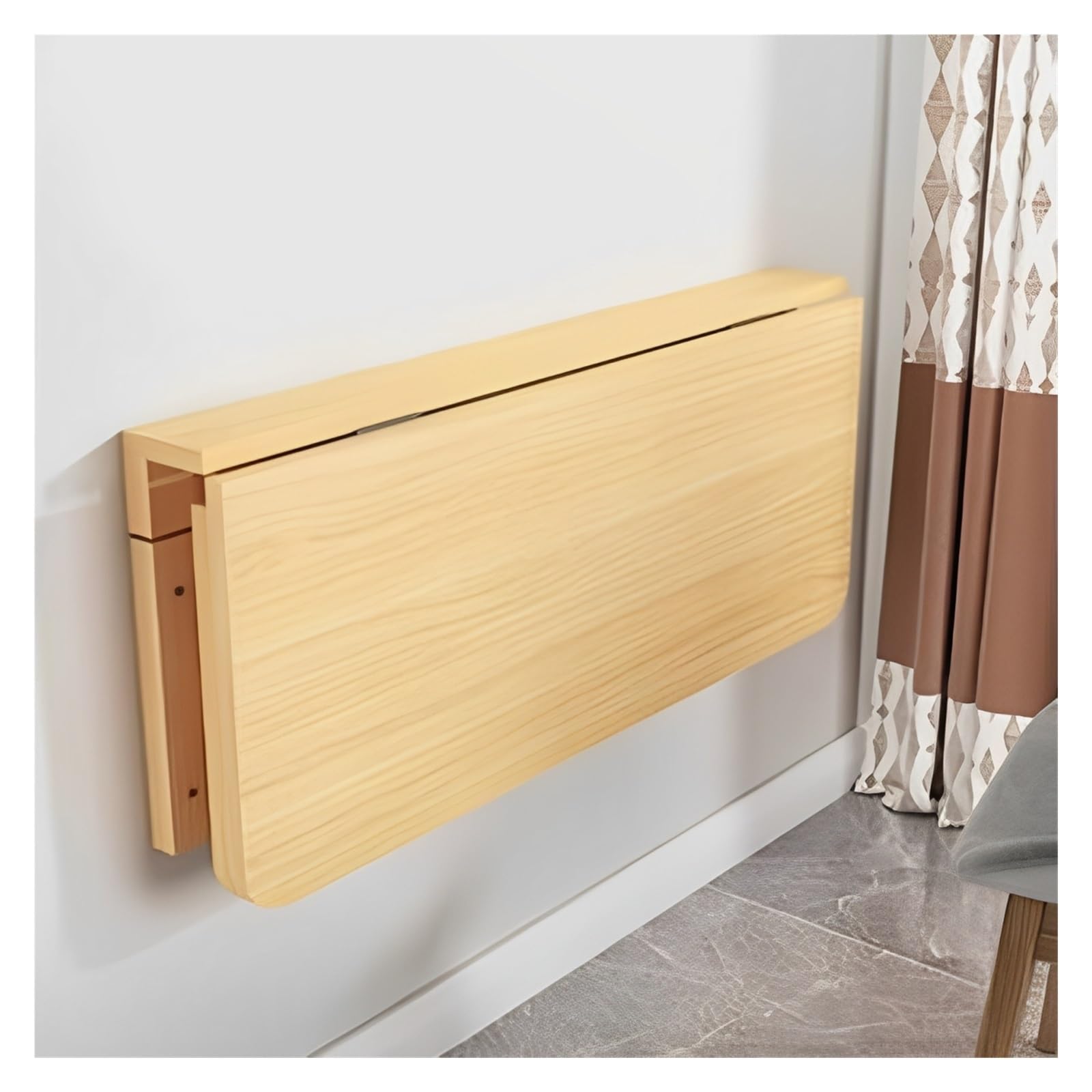 ZHANGGL Wall Mounted Folding Table - Space-Saving Foldable Desk for Kitchens Crafting Sewing Stations | Elegant Wood Design 80x50cm Perfect for Small Spaces