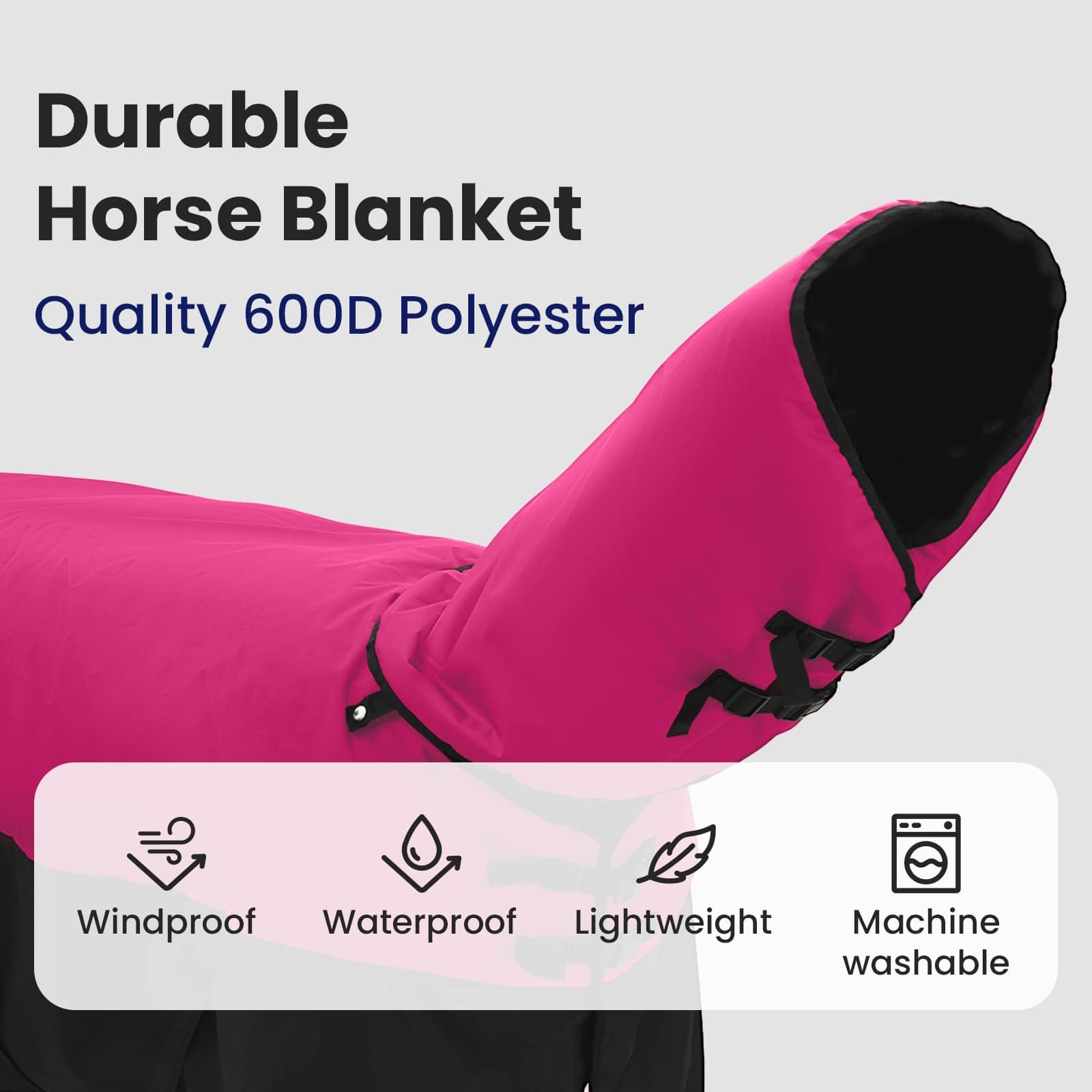 vidaXL Pferdedecke Rosa und Schwarz 125 cm Polyester, Moderne Pferde-Decke, Winterfest, wasserdicht, maschinenwaschbar, warm und gemütlich