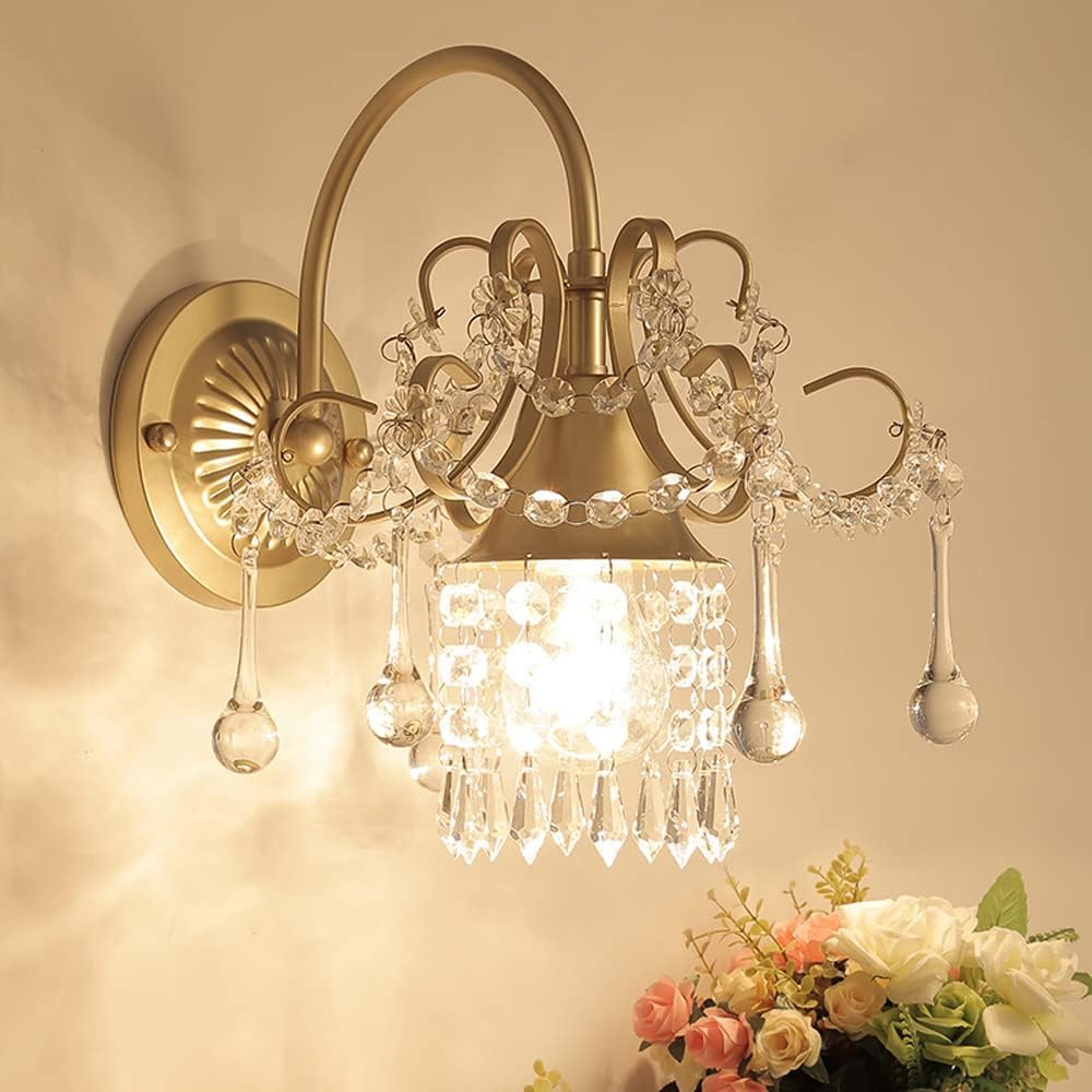 SMCCYYSD Crystal Wall Light Gold Metal Sconce Modern Lamp Luxurious Mount Lighting Fixture, Pendant