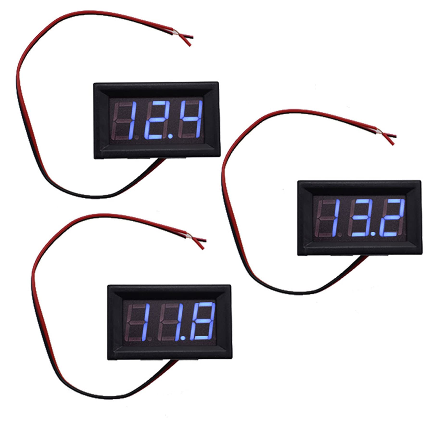 DC 0-30V 3-Digital Display Voltage Meter 3pcs Voltmeter Panel Motorcycle