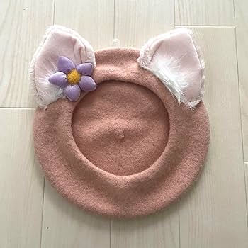 ジェラトーニ　リーナベル　ベレー帽 ピンク グレー HKDLのリーナの新グッズ！…めっっちゃかわいい、ベレー帽