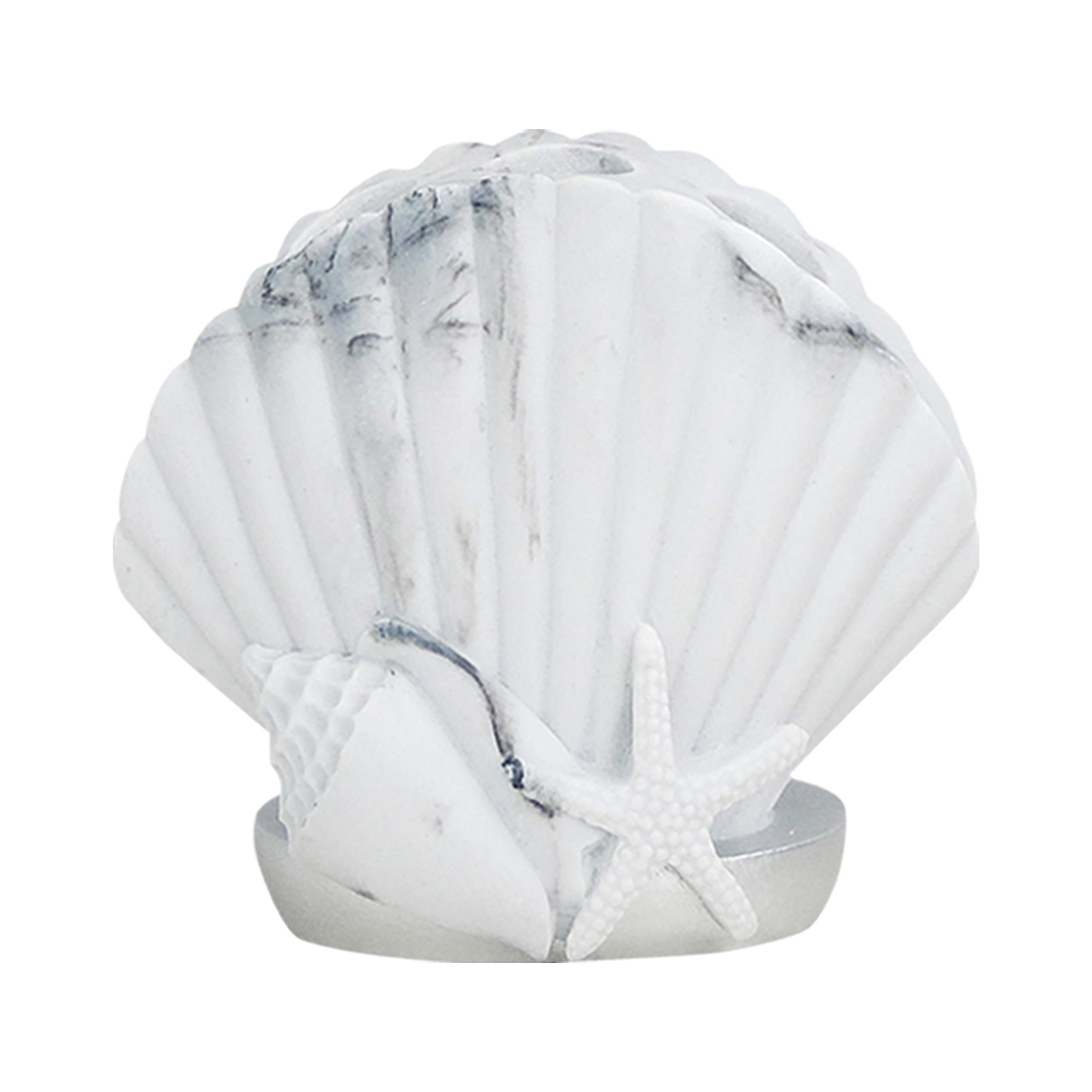 Indecor Home Toothbrush Holder, Beach Inspired, Coastal Home Decor, Seashell Design for Bathroom, Kitchen Sink, Makeup Brushes, Office, 100% Resin