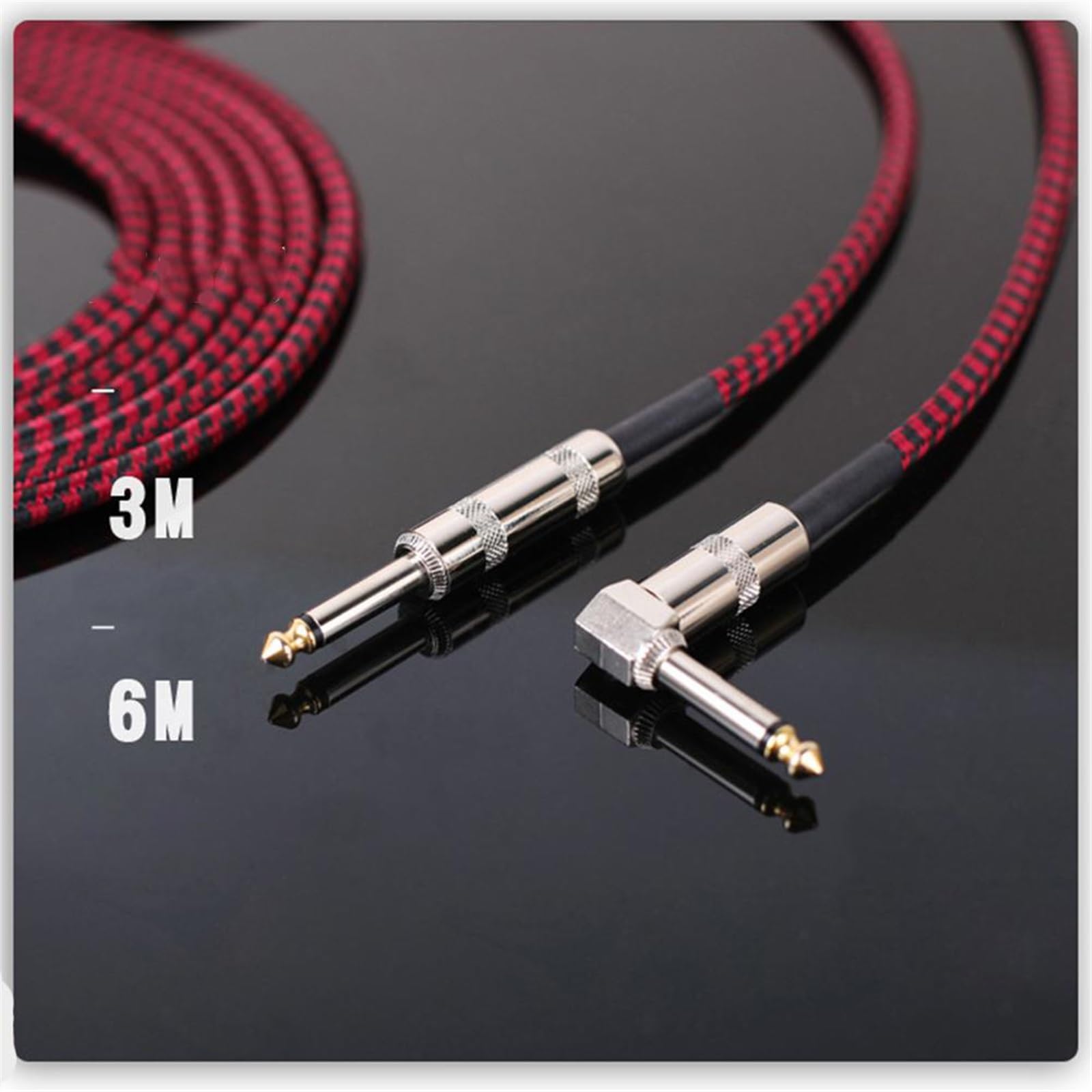 kabel audio do gitary Kabel Do Gitary Elektrycznej 6.35mm Prosty Do Kątowego Wtyczki Gitarowy Kabel Audio (Color : 6m)