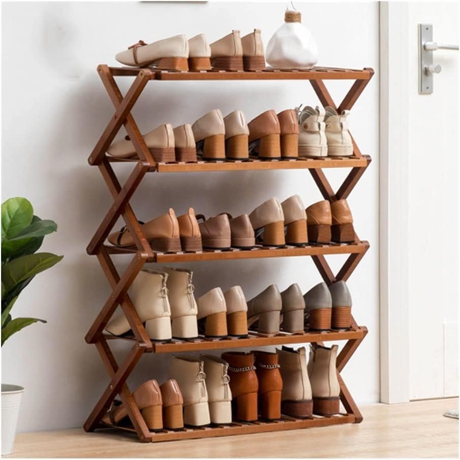 Meuble à chaussures pliable gain de temps organisateur en bambou grande capacité de rangement