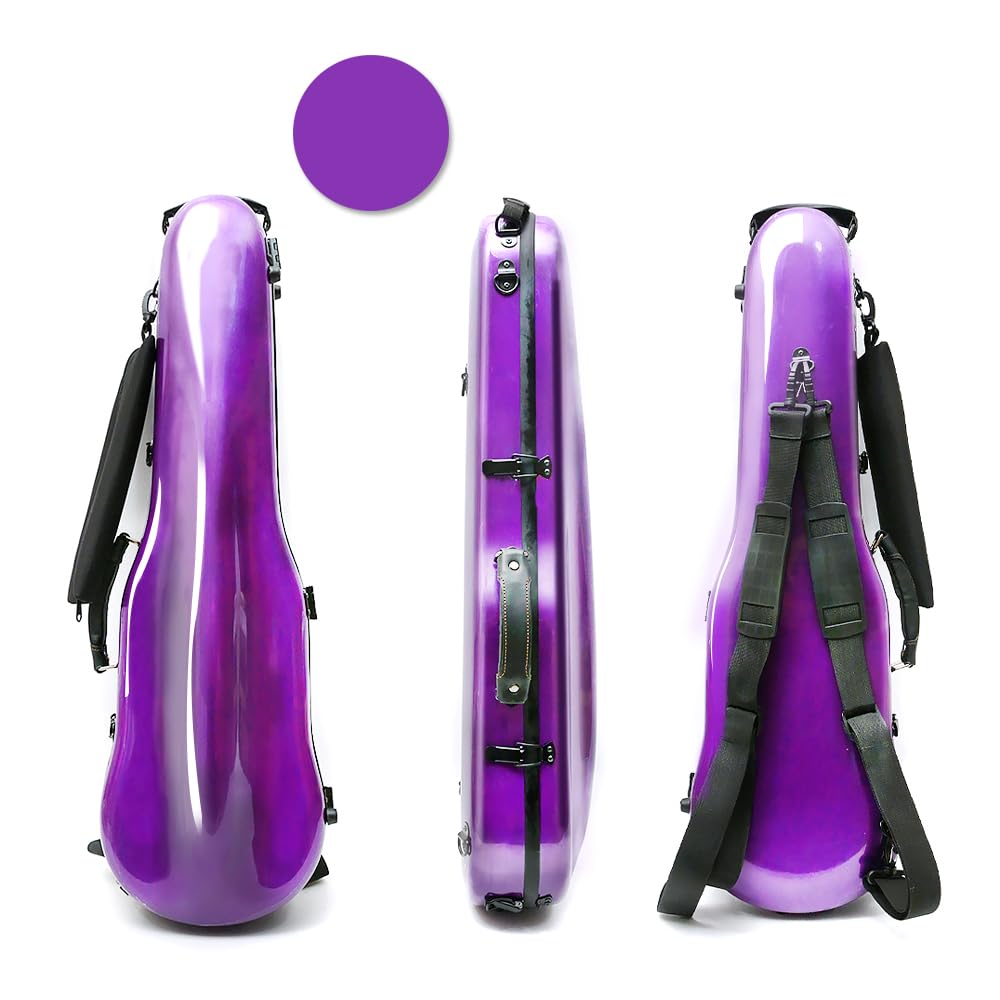 Custodia per violino in fibra di carbonio, 4/4, cinturino posteriore colorato, protezione leggera (viola)