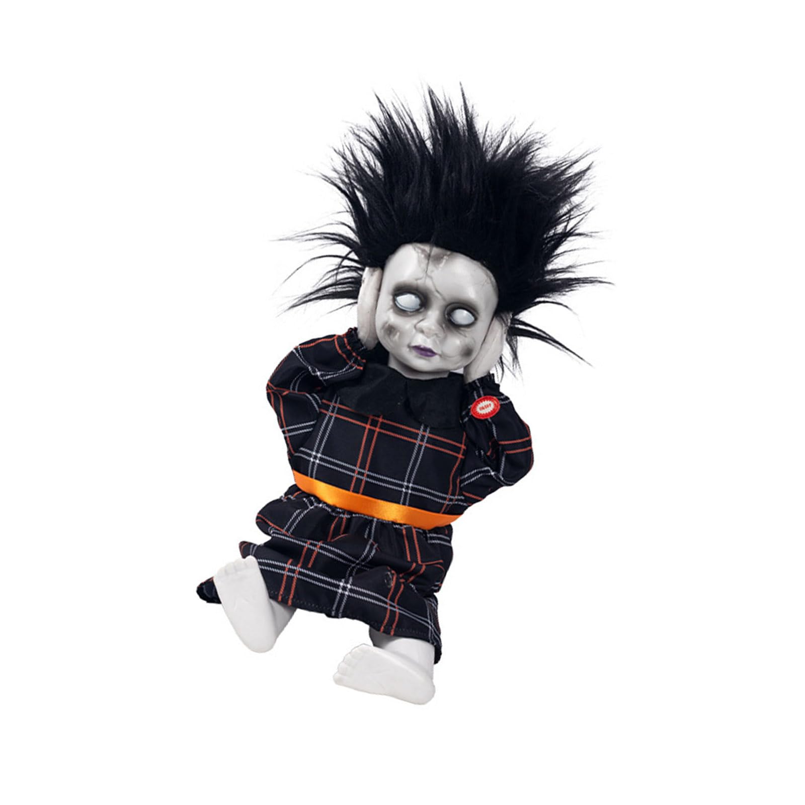 ZEPFJHE Eerie Moving Doll with Light Up Eyes and Laugh for Scary Party Atmospheres Setup Eerie Laughing Ornament Moving Head Specters Toy