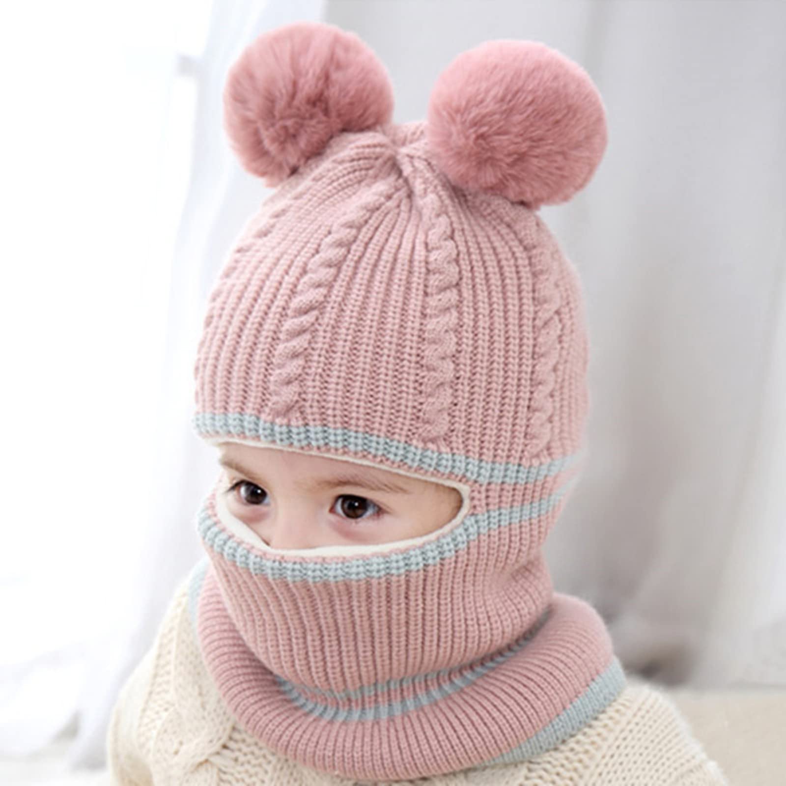 Passamontagna Bambino-Cappello Invernale per Bambini in Maglia Cappuccio Foderato in Pile Lana Ragazzo e Ragazza Earflap cap