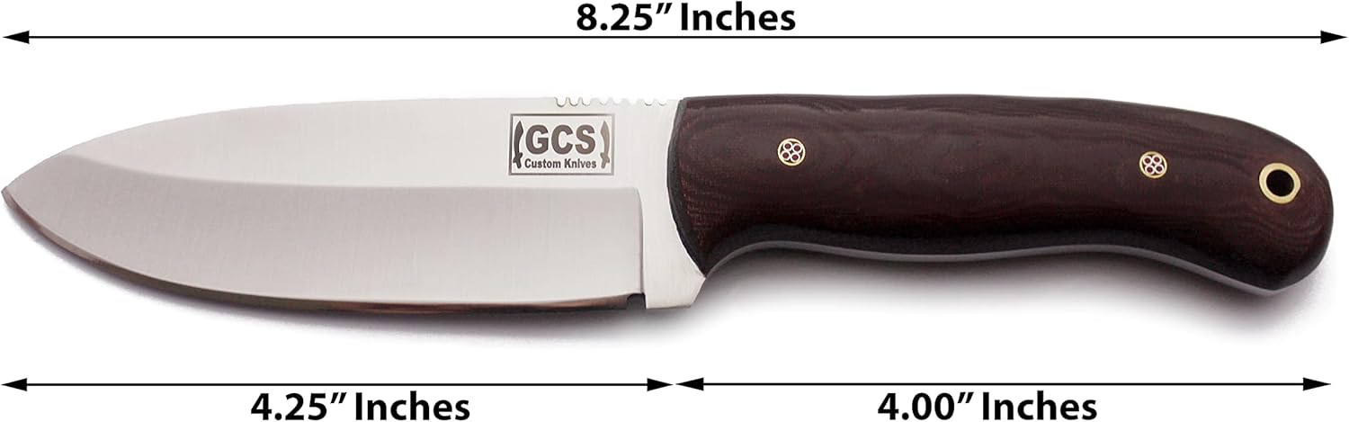 59.99GCS Handmade D2 Tool Steel Tactical Hunting and Survival Knife with Micarta Handle, Vertical Draw Leather Sheath, and Full Tang Blade for Hunting and EDC - GCS 305