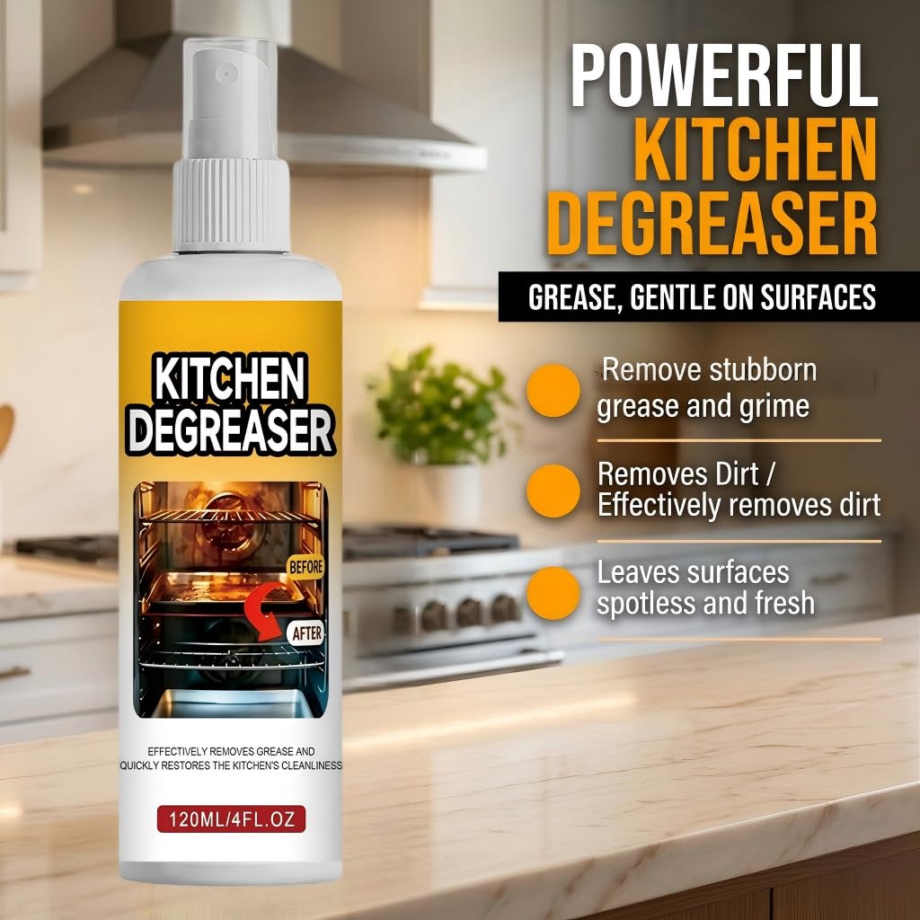 GreaseKiller Starker Fettlöser Küche Spray, Schnellwirkender Backofenreiniger & Grillreiniger für Dunstabzugshaube, Herdplatte, Heißluftfritteuse & Edelstahl, Krustenlöser gegen Fett (5 PCS)