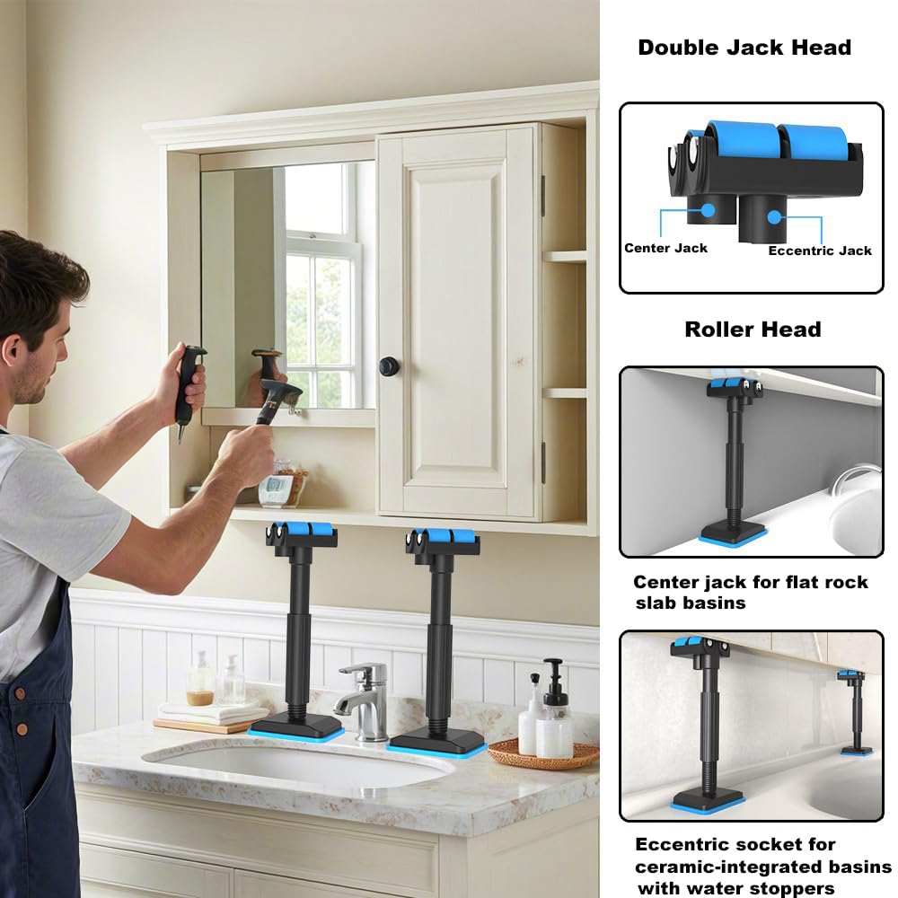 Niciksty 2Pcs Adjustable Cabinet Installation Jack 19-44cm/7.48-17.32IN, Space Saving Kitchen & Bathroom Bracket - Image 3