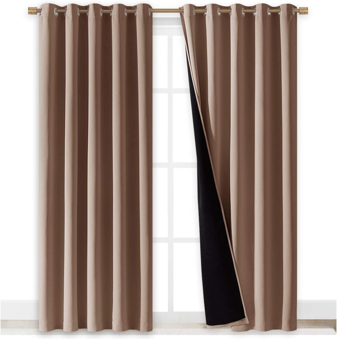 NICETOWN Blackout Curtains, Cappuccino, 70x84, 2 panels