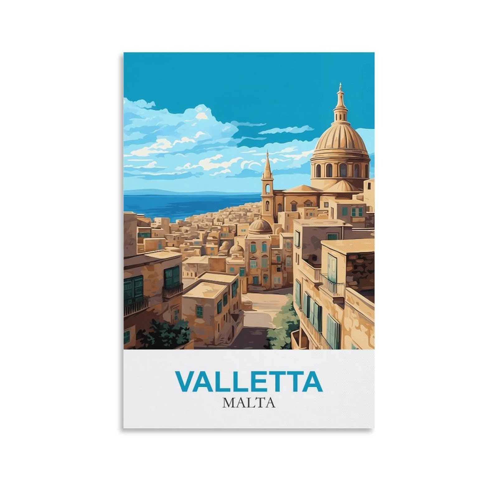 EZMLFA 5D Diamond Art Kits Adults,Valletta Malta,Round Dots Diamond DIY Kits Pictures for Wall Decor Home Office Decoration 40x50cm