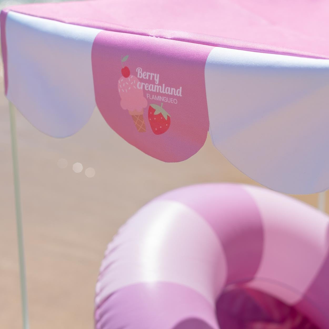 Flamingueo Carro Playa - para Niños - Plegable con Ruedas - Giro 360º - Bolsa para Protección - Parasol UPF50+ - Poliéster y Acero - Rosa
