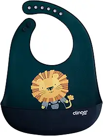 Babador de Silicone com Bolso Coletor - Clingo - Luke Azul