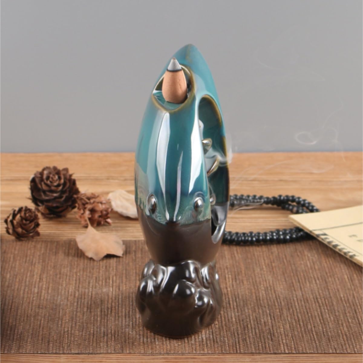 Bruciatore per Incenso Bruciatore di Incenso in Ceramica A Riflusso, Decorazioni Creative for La Casa, Ornamenti Famiglia Ufficio(Blue)