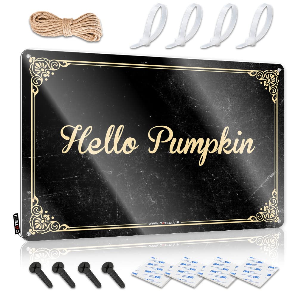 HELIOFORGE Vintage Decor Hello Pumpkin Tin Sign Bar Signs For Home Bar Decor Man Cave Signs For Me(30X40CM)