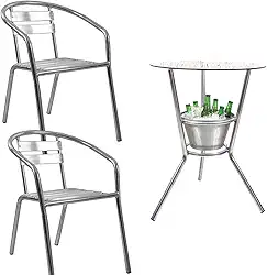 Kit 2 Cadeiras + Mesa Alumínio para Varanda e Área Externa