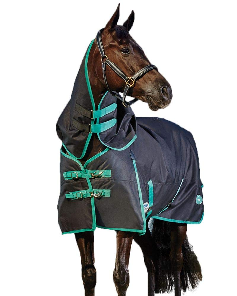 WeatherBeeta Green-Tec 900D Detach-A-Neck Lite Plus Horse Sheet Black/Bottle Green 66"
