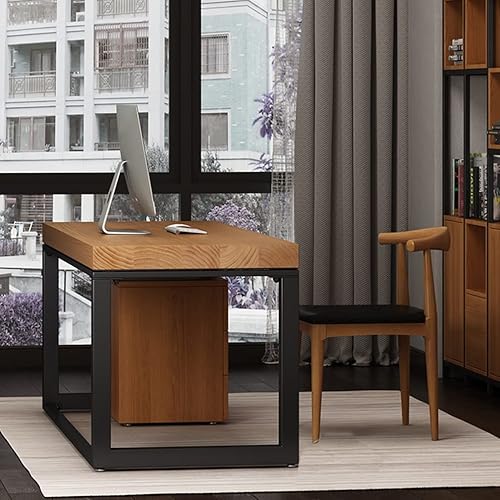 Miniatura 3 de Escritorio de madera maciza para oficina en casa con 3 capas de cajones y sillas de madera maciza patas de metal  tablero de pino de 20in tamaño