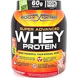 2lbs Body Fortress Super Advanced 60 Gram Whey Protein Creatine Glutamine Optimum Muscle Gain Fitness Blend Powder (Choose From 5 Flavors!) (STRAWBERRY)