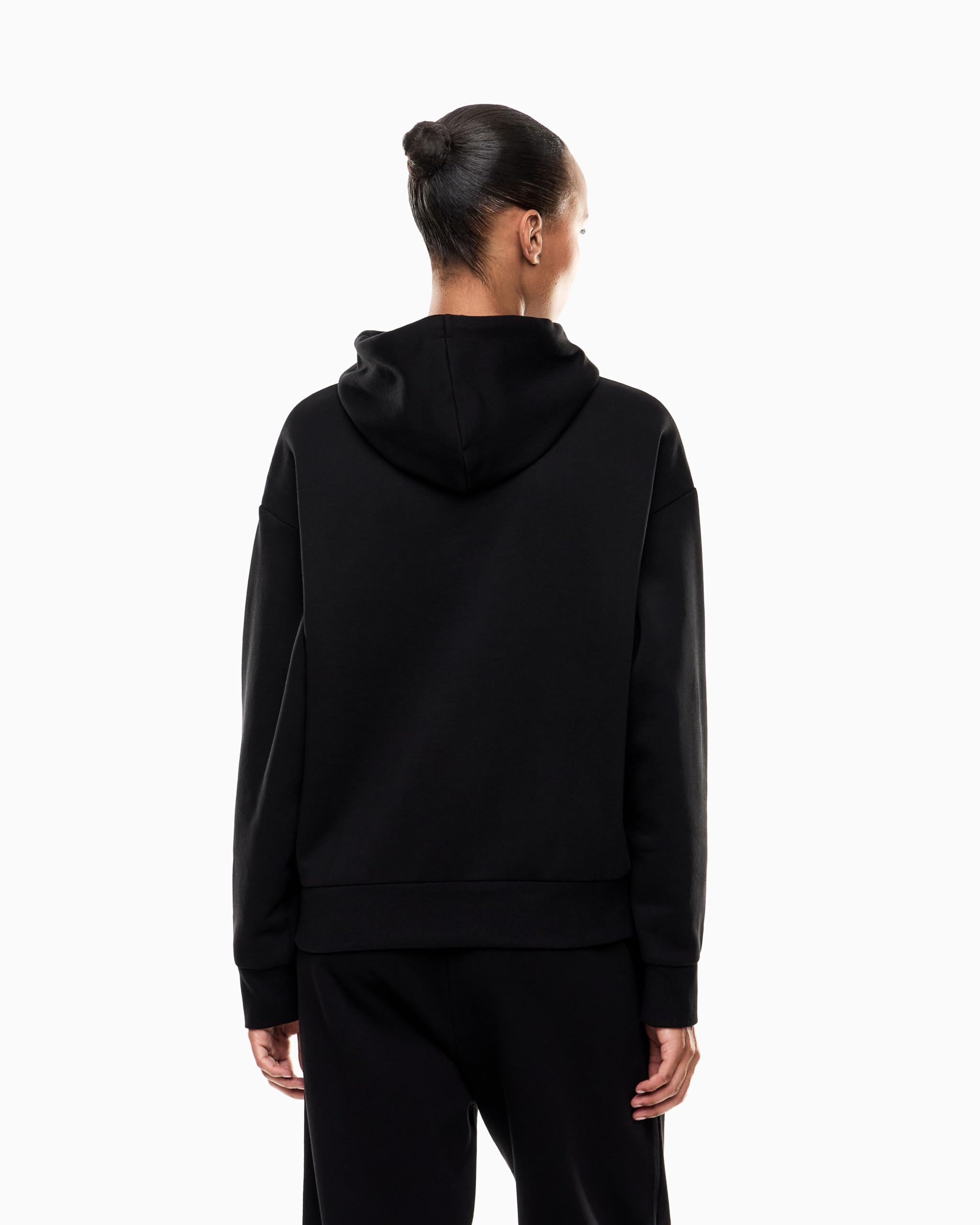 Emporio Armani EA7 Felpa da Donna con Cappuccio Visibility in Misto Cotone Felpato