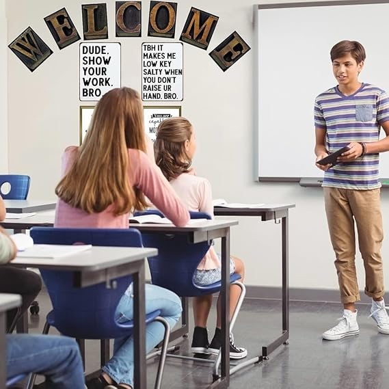 Smilelife Students Teachers Gift High School Middle School Sign Funny Math/English/Science/History Class Tin Sign for Home Classroom Study Room Wall Decor 8x12 Inch (3126)