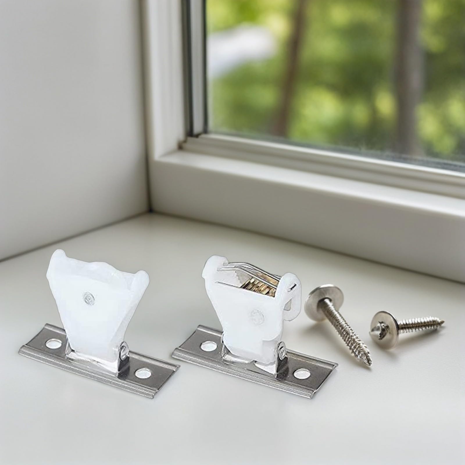 Housoutil Set Fermacorda per Tende Romane e Veneziane in Plastica Bianca Design Raffinato per Fissaggio Tende Domestiche Senza Corda
